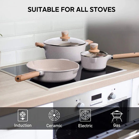 10 - Piece Granite Stone Non - Stick Cookware Set by Caannasweis