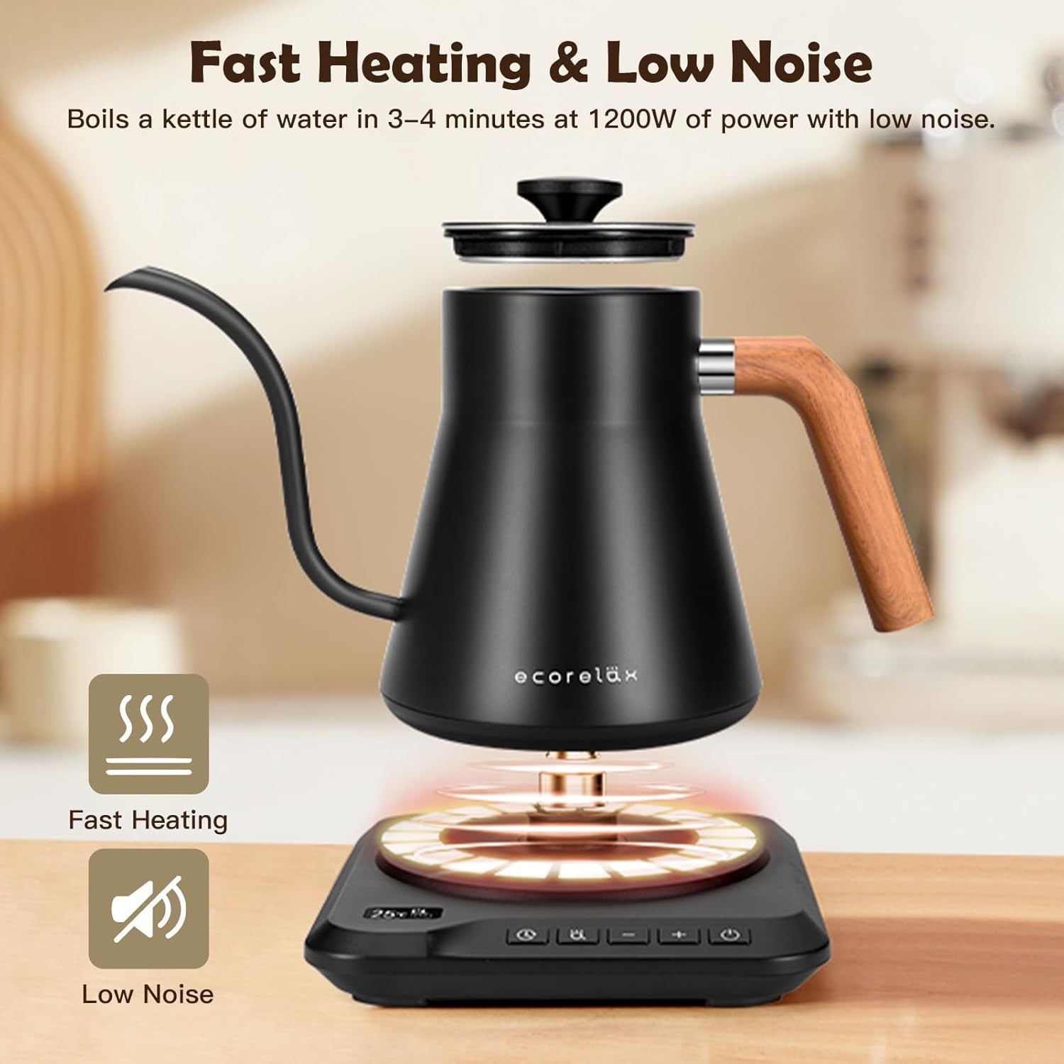 Experience the Perfect Brew with Our Gooseneck Electric Kettle - Precision Temperature Control for Coffee, Tea, and More!