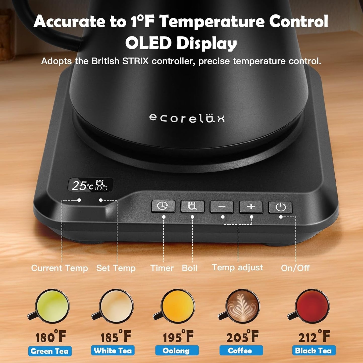 Experience the Perfect Brew with Our Gooseneck Electric Kettle - Precision Temperature Control for Coffee, Tea, and More!