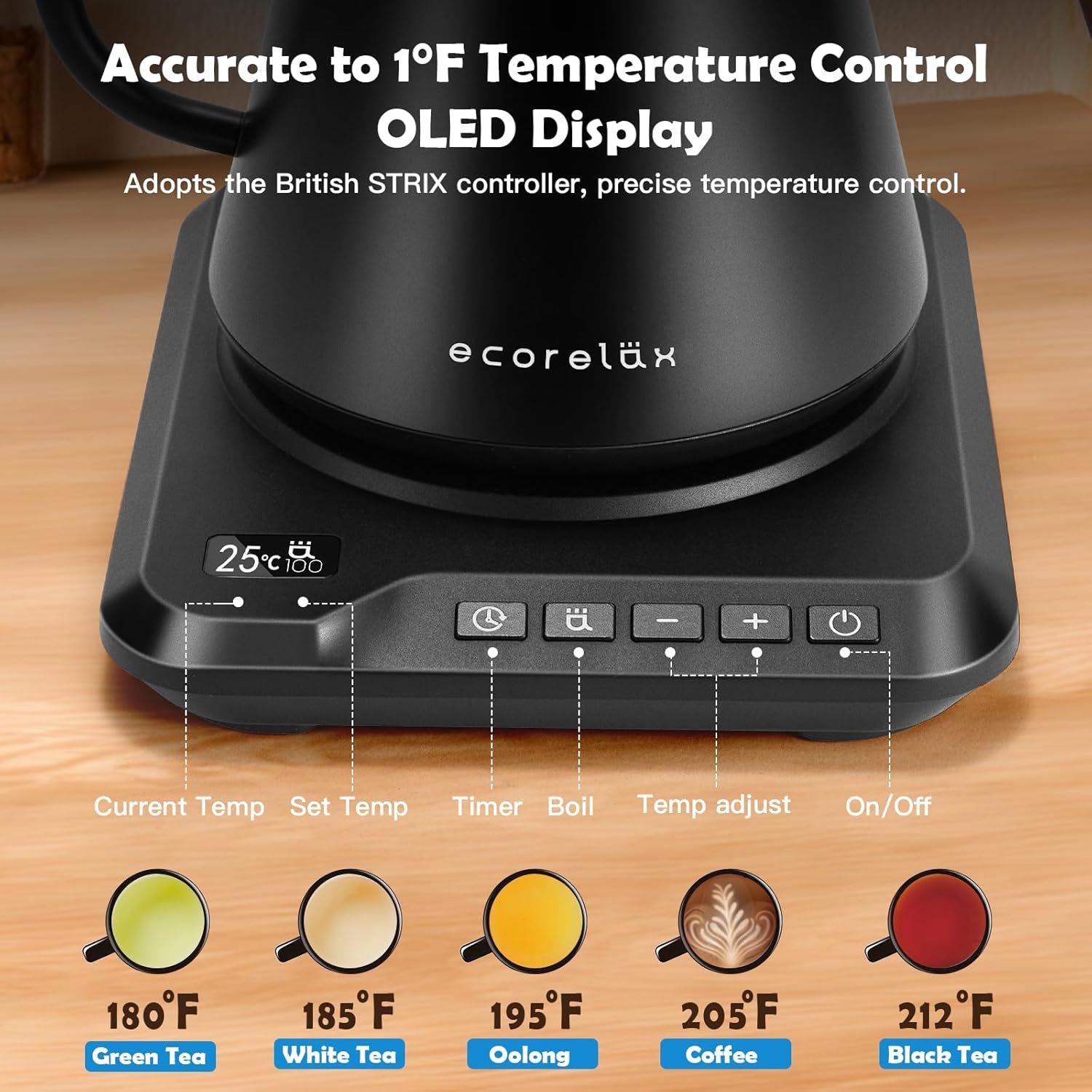 Experience the Perfect Brew with Our Gooseneck Electric Kettle - Precision Temperature Control for Coffee, Tea, and More!