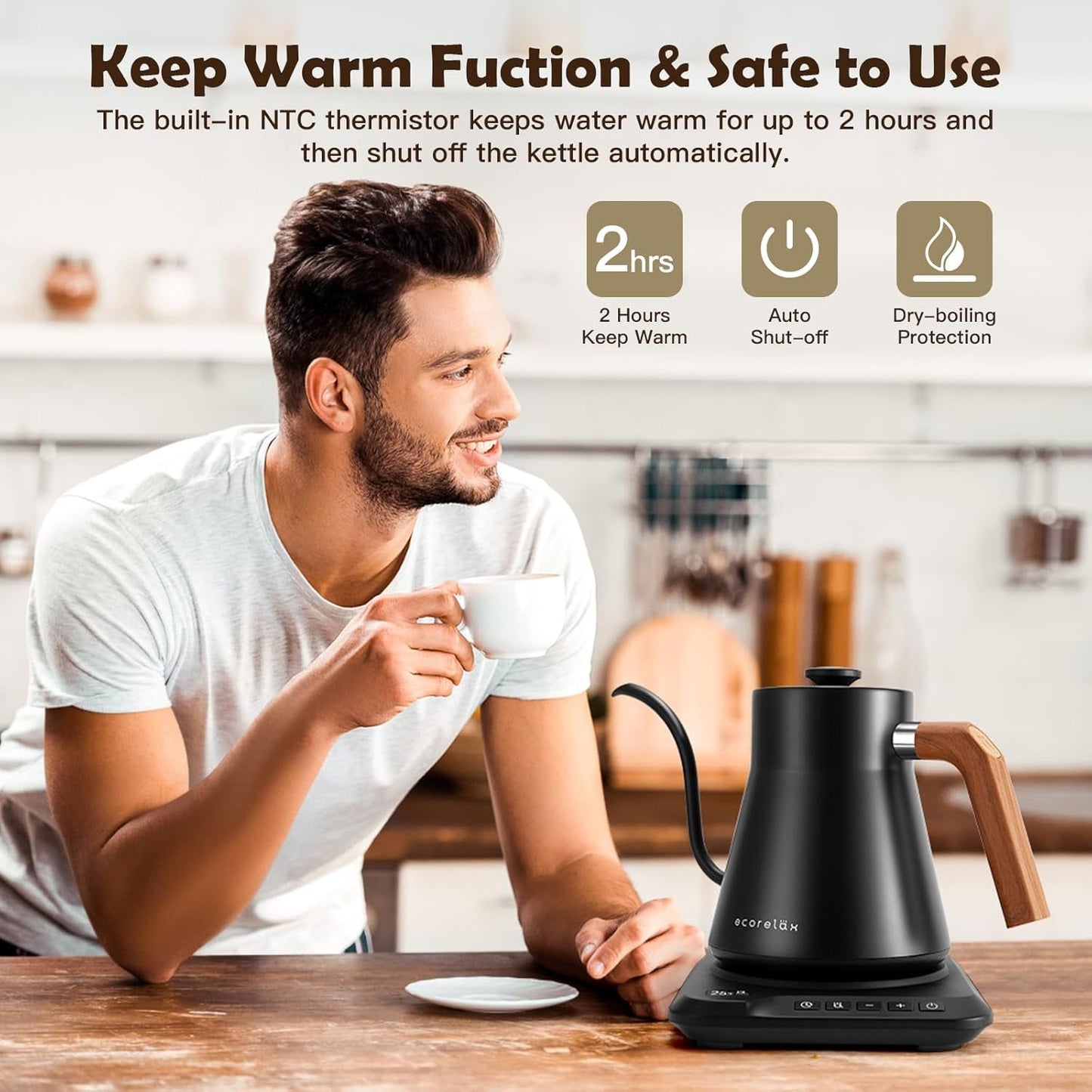 Experience the Perfect Brew with Our Gooseneck Electric Kettle - Precision Temperature Control for Coffee, Tea, and More!