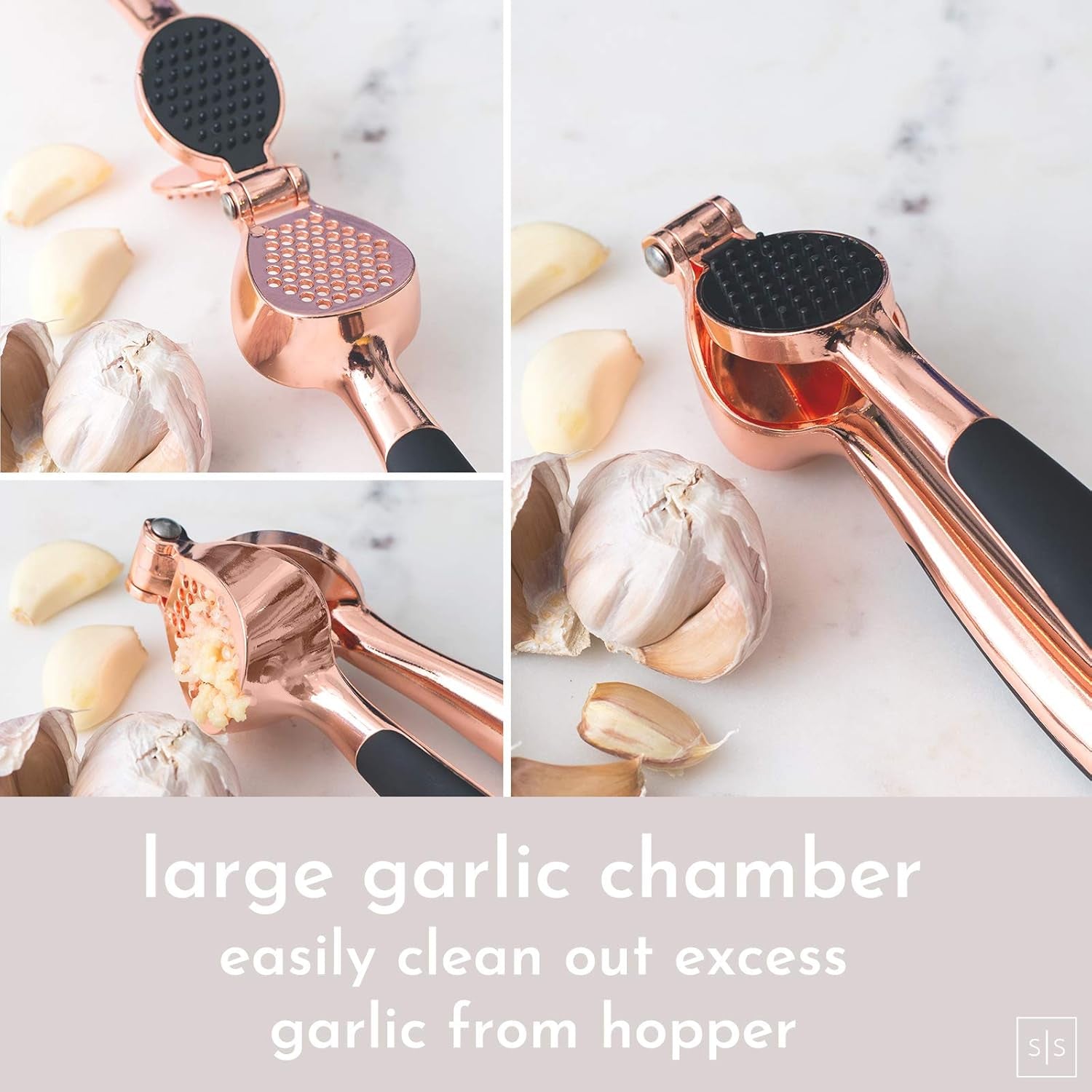 Luxe 8PC Black and Copper Cooking Tools and Utensils: Copper Kitchen Gadgets and Accessories with Anti-Slip Handles