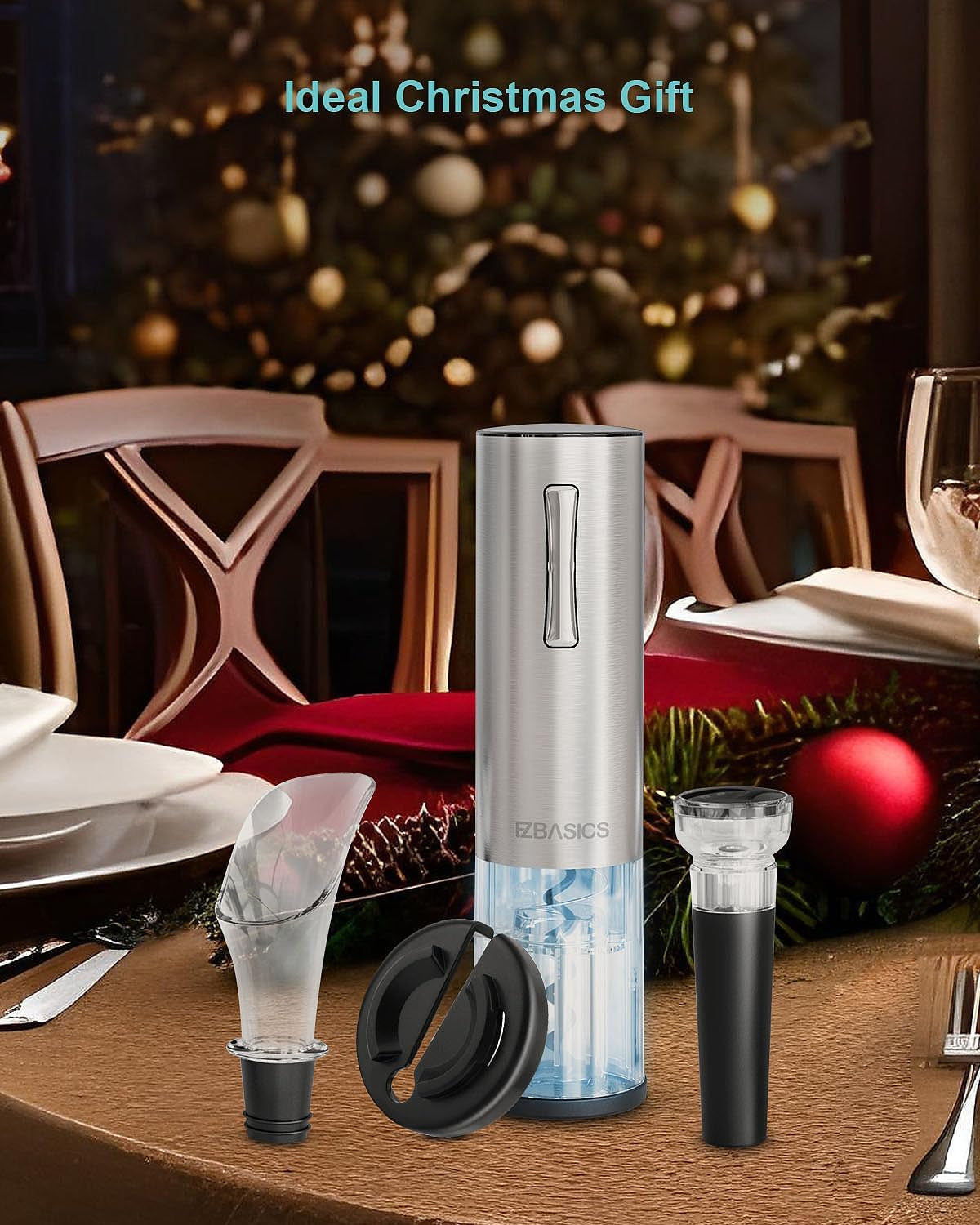 Effortless Wine Enjoyment: Electric Wine Opener Set with Foil Cutter, Vacuum Stopper & Aerator for the Ultimate Wine Experience