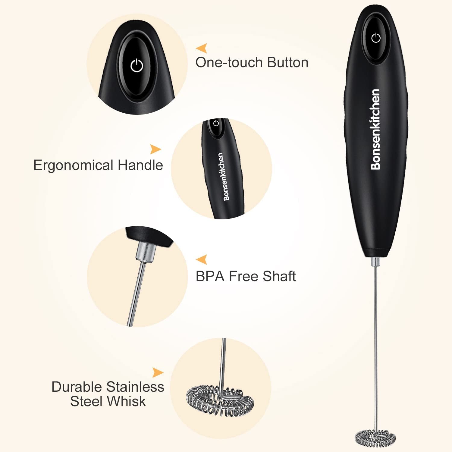 Elevate Your Coffee Experience with the Stylish Black Handheld Milk Frother - Perfect for Lattes, Matcha, and More!